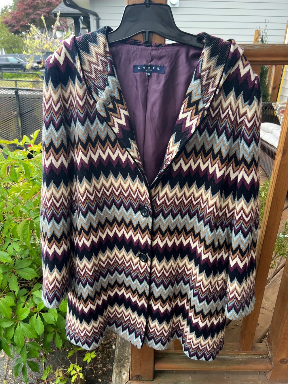 Vintage Carte by Mario Chevron Zig Zag Knit Coat Jacket
